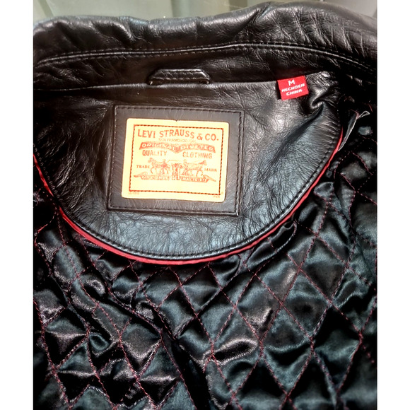 LEVI STRAUSS Co. BLACK LEATHER MOTORCYCLE BIKER JACKET-WOMEN-M -5 POCKET - Picture 10 of 13